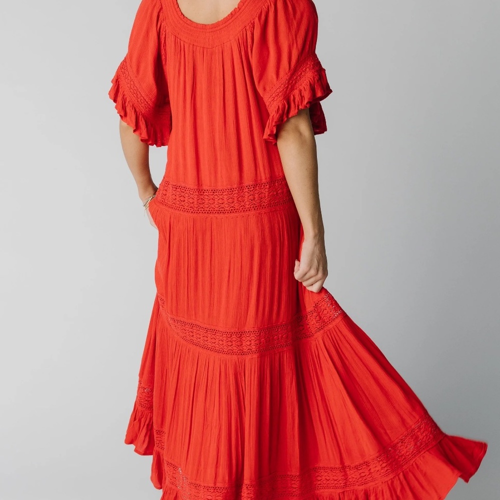 Preloved Lemonwood Mandarin Orange Lace Summer Dress - Size M